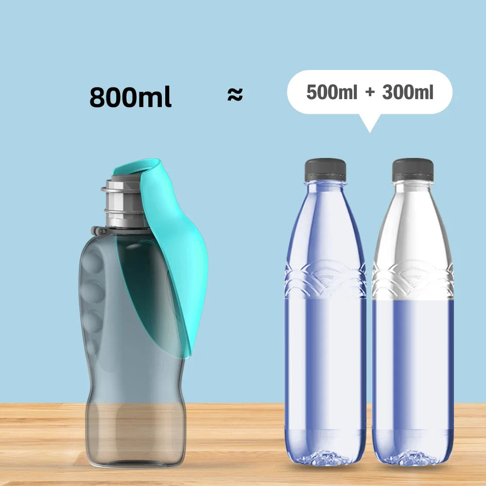 Portable 800ml Water Bottle with Feeder for Dogs โ Perfect for Travel