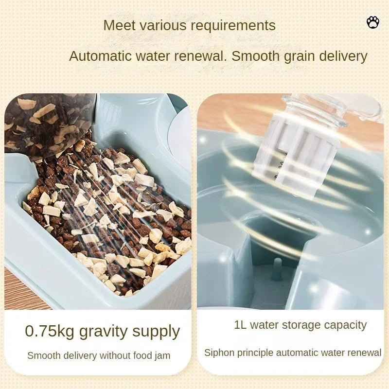 2-in-1 Automatic Feeder and Water Dispenser – For Cats and Pets
